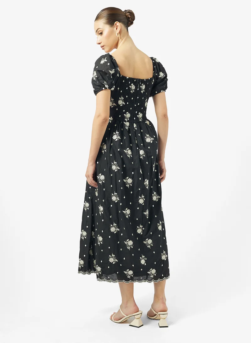 جاست مي فستان ميدي بأكمام منفوشة مطبوع